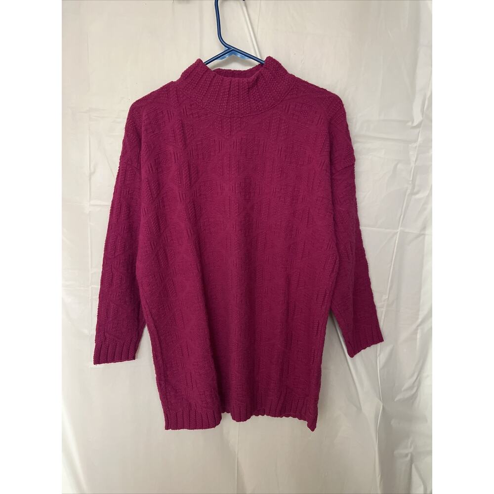 Spunky Womens Sweater One Size Fits All Knit Pullover Boxy Mock Neck Pink VTG